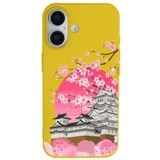 Casen iPhone 16 ile uyumlu Sarı Lansman Sakura Renkli Silikon Kılıfı, ip-16