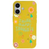 Casen iPhone 16 ile uyumlu Sarı Think Happy Renkli Silikon Kılıfı, ip-16