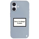 Casen iPhone 16 ile Uyumlu Silikon Kılıf, Kamera Korumalı, I'm Allergic Yazılı, Mavi