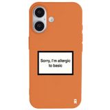 Casen iPhone 16 ile Uyumlu Silikon Kılıf, Kamera Korumalı, I'm Allergic Yazılı, Turuncu