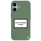 Casen iPhone 16 ile Uyumlu Silikon Kılıf, Kamera Korumalı, I'm Allergic Yazılı, Yeşil