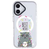 Casen iPhone 16 ile Uyumlu Silikon Kılıf, MagSafe Destekli, Arty Kedi Tasarımlı, Şeffaf
