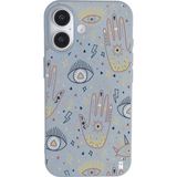 Casen iPhone 16 Mavi Lansman Renkli Silikon I'm Mysterious Tasarımlı Kamera Korumalı Telefon Kılıf