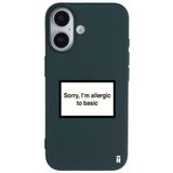 Casen iPhone 16 Plus ile Uyumlu Silikon Kılıf, Kamera Korumalı, I'm Allergic Yazılı, Haki