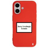Casen iPhone 16 Plus ile Uyumlu Silikon Kılıf, Kamera Korumalı, I'm Allergic Yazılı, Kırmızı