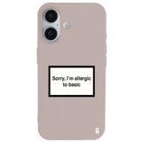Casen iPhone 16 Plus ile Uyumlu Silikon Kılıf, Kamera Korumalı, I'm Allergic Yazılı, Pudra