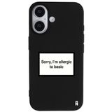 Casen iPhone 16 Plus ile Uyumlu Silikon Kılıf, Kamera Korumalı, I'm Allergic Yazılı, Siyah