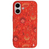 Casen iPhone 16 Plus ile Uyumlu Silikon Kılıf, Kamera Korumalı, Tasarımlı, Kırmızı