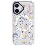 Casen iPhone 16 Plus ile Uyumlu Silikon Kılıf, MagSafe Destekli, Arty Tasarım, Şeffaf-Beyaz