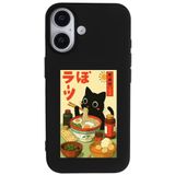 Casen iPhone 16 Plus ile Uyumlu Siyah Lansman Renkli Silikon Black Cat Tasarımlı Telefon Kılıfı, ip-16-plus