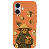 Casen iPhone 16 Plus ile uyumlu Turuncu Kedi Tasarımlı Gimbap Cat Renkli Silikon Telefon Kılıfı, ip-16-plus-II