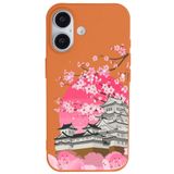 Casen iPhone 16 Plus ile Uyumlu Turuncu Lansman Sakura Renkli Silikon Kılıfı, ip-16-plus