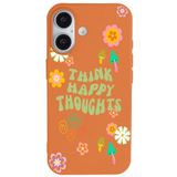 Casen iPhone 16 Plus ile uyumlu Turuncu Think Happy Renkli Silikon Kılıfı, ip-16-plus