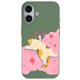 Casen iPhone 16 Plus ile Uyumlu Yeşil Cat Sleeping Kamera Korumalı Premium Lansman Renkli Silikon Kılıfı, ip-16-plus