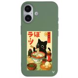 Casen iPhone 16 Plus ile Uyumlu Yeşil Lansman Renkli Silikon Black Cat Tasarımlı Telefon Kılıfı, ip-16-plus