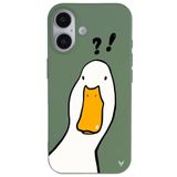 Casen iPhone 16 Plus ile Uyumlu Yeşil What Duck Ördek Tasarımlı Kamera Korumalı Renkli Silikon Kılıf, ip-16-plus-II