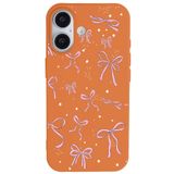 Casen iPhone 16 Plus Turuncu Ribbon Stars Kamera Korumalı Premium Renkli Silikon Kılıf