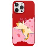 Casen iPhone 16 Pro ile Uyumlu Kırmızı Cat Sleeping Kamera Korumalı Premium Lansman Renkli Silikon Kılıfı, ip-16-pro