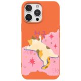 Casen iPhone 16 Pro ile Uyumlu Turuncu Cat Sleeping Kamera Korumalı Premium Lansman Renkli Silikon Kılıfı, ip-16-pro