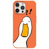 Casen iPhone 16 Pro ile uyumlu Turuncu What Duck Ördek Tasarımlı Kamera Korumalı Renkli Silikon Kılıf, ip-16-pro-II