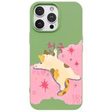 Casen iPhone 16 Pro ile Uyumlu Yeşil Cat Sleeping Kamera Korumalı Premium Lansman Renkli Silikon Kılıfı, ip-16-pro