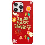 Casen iPhone 16 Pro Max ile Uyumlu Kırmızı Think Happy Renkli Silikon Kılıfı, ip-16-pro-max