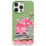 Casen iPhone 16 Pro Max ile uyumlu Yeşil Lansman Sakura Renkli Silikon Kılıfı, ip-16-pro-max