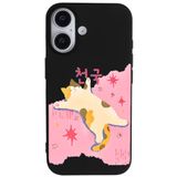 Casen iPhone 16 Siyah Cat Sleeping Kamera Korumalı Premium Lansman Renkli Silikon Kılıfı