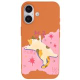 Casen iPhone 16 Turuncu Cat Sleeping Kamera Korumalı Premium Lansman Renkli Silikon Kılıfı