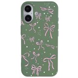 Casen iPhone 16 Yeşil Ribbon Stars Kamera Korumalı Premium Renkli Silikon Kılıf