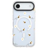 Casen iPhone 17 Air ile Uyumlu MagSafe Şeffaf Silikon Kılıf, Arty Bees and Flowers Tasarımlı, Beyaz Yanlar, Kamera Korumalı