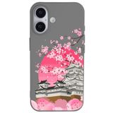 Casen iPhone 17 ile Uyumlu Gri Lansman Sakura Renkli Silikon Kılıfı, ip-17