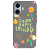 Casen iPhone 17 ile uyumlu Gri Think Happy Renkli Silikon Kılıfı, ip-17