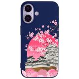 Casen iPhone 17 ile Uyumlu Lacivert Lansman Sakura Renkli Silikon Kılıfı, ip-17