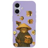 Casen iPhone 17 ile uyumlu Lila Kedi Tasarımlı Gimbap Cat Renkli Silikon Telefon Kılıfı, ip-17-II