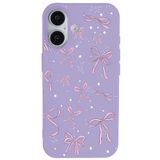 Casen iPhone 17 ile uyumlu Lila Ribbon Stars Kamera Korumalı Premium Renkli Silikon Kılıf, ip-17-II