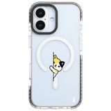 Casen iPhone 17 ile Uyumlu MagSafe Şeffaf Kılıf, Silikon, Siyah Yanlar, Kedi Tasarımlı
