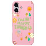 Casen iPhone 17 ile uyumlu Pembe Think Happy Renkli Silikon Kılıfı, ip-17