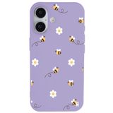 Casen iPhone 17 ile Uyumlu Silikon Kılıf, Arı ve Çiçek Tasarımlı, Lila