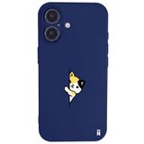 Casen iPhone 17 ile Uyumlu Silikon Kılıf, Kedi Tasarımlı, Lacivert, Kamera Korumalı