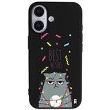 Casen iPhone 17 ile Uyumlu Silikon Kılıf, Kedi Tasarımlı, Siyah, Kamera Korumalı