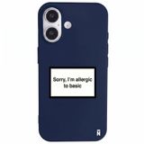 Casen iPhone 17 ile Uyumlu Silikon Kılıf, Lacivert, Kamera Korumalı, I'm Allergic Yazılı