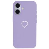 Casen iPhone 17 ile Uyumlu Silikon Kılıf, Lila, Beyaz Kalp Desenli, Kamera Korumalı