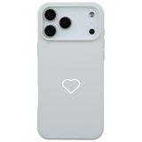 Casen iPhone 17 Pro Beyaz Lansman Renkli Silikon Beyaz Kalp Desenli Kamera Korumalı Kılıf