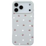 Casen iPhone 17 Pro Beyaz Lansman Renkli Silikon Kiraz ve Çiçek Desenli Kamera Korumalı Kılıf