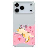 Casen iPhone 17 Pro ile uyumlu Beyaz Cat Sleeping Kamera Korumalı Premium Renkli Silikon Kılıf, ip-17-pro