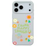 Casen iPhone 17 Pro ile uyumlu Beyaz Think Happy Renkli Silikon Kılıfı, ip-17-pro