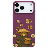 Casen iPhone 17 Pro ile uyumlu Bordo Kedi Tasarımlı Gimbap Cat Renkli Silikon Telefon Kılıfı, ip-17-pro-II