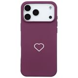 Casen iPhone 17 Pro ile Uyumlu Bordo Lansman Renkli Silikon Beyaz Kalp Desenli Kamera Korumalı Kılıf, ip-17-pro