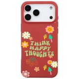 Casen iPhone 17 Pro ile Uyumlu Kırmızı Think Happy Renkli Silikon Kılıfı, ip-17-pro
